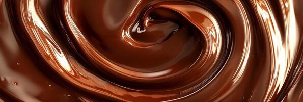 A luscious and decadent swirl of smooth, melted chocolate, showcasing its rich and glossy texture that is absolutely perfect for a variety of desserts, baking creations, and other culinary delights photo