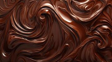 A rich, glossy, and indulgent texture created from melted chocolate swirls provides an ideal backdrop for an array of desserts and culinary designs that truly entice and delight the senses photo