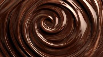 A rich, glossy swirl of irresistibly melted chocolate, showcasing an incredibly silky texture and a deep, inviting brown color, making it perfect for a wide range of desserts and culinary designs photo