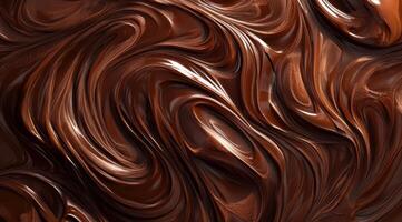 This image highlights the enticing texture of melted chocolate with smooth, swirling patterns, reflecting indulgence. Its perfect for themes related to chocolate delights and decadent desserts photo