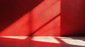 A minimalist artistic composition that highlights deep red textures and showcases dynamic shadows throughout photo