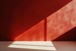 This artwork showcases a stunning light and shadow interplay on a vibrant red surface, creating a warm ambiance photo