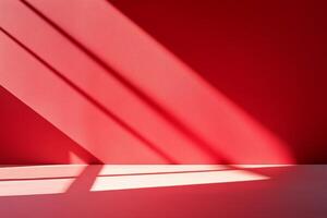 A captivating abstract image beautifully showcasing intriguing shadows casting on a striking red wall surface photo
