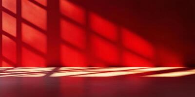 An enchanting and captivating display of vibrant red shadows and light within a serene minimalist environment photo