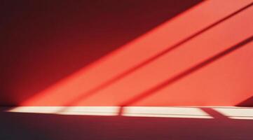 Intense shadows on a vibrant red wall create a striking visual effect that captivates the viewers attention photo