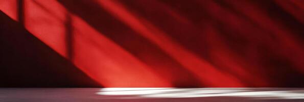 This is a captivating play of vibrant red shadows and luminous light, creating a striking abstract visual effect photo