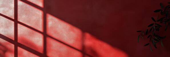 An eyecatching and striking interplay of contrasting shadows and vibrant light against a vivid red backdrop photo