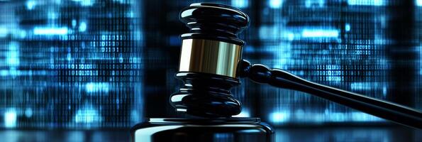 A judicial gavel symbolizes law and justice, reflecting the legal systems relationship with advanced AI data centers, highlighting the intersection of emerging technology and legal frameworks photo