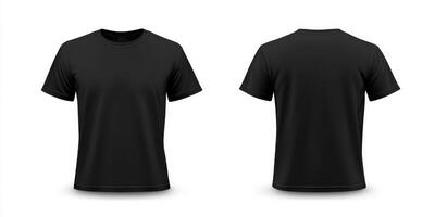 This impressive mockup template showcases a stylish and modern blank black tshirt, featuring both front and back designs, making it ideal for branding, design presentations, and creative projects photo