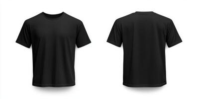 This highquality mockup template showcases a blank black tshirt, providing clear front and back views. It is perfect for effectively showcasing various prints and unique designs photo