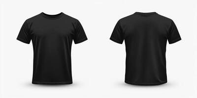 This is a highquality mockup template that features a blank black tshirt, displaying both front and back views, making it ideal for showcasing your designs and branding displays effectively photo