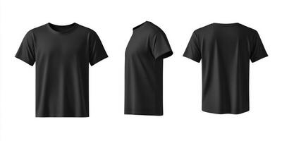 This versatile and highly adaptable mockup template showcases a blank black tshirt from both front and back angles, making it an ideal choice for presenting custom designs and branding projects photo