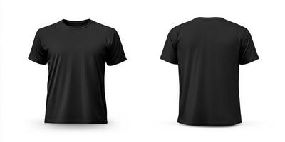 This mockup template showcases a blank black tshirt with detailed front and back views, making it perfect for design presentations and promotional materials that strive to effectively grab attention photo