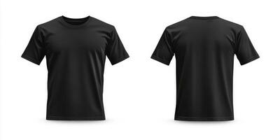 This is a stylish mockup template designed specifically for a blank black tshirt, featuring both front and back views, making it ideal for use in printing as well as design presentations photo