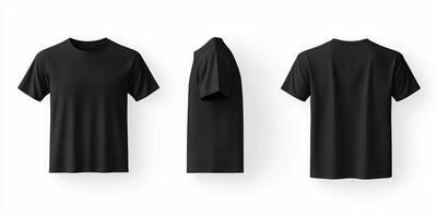 This detailed mockup template for a blank black tshirt effectively showcases designs on both sides, making it an ideal choice for presentations, design proposals, and visual demonstrations photo
