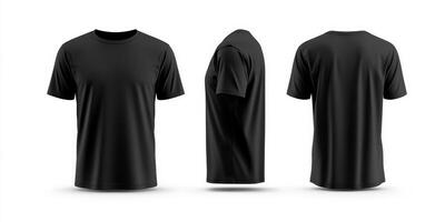 This highquality mockup template brilliantly showcases a blank black tshirt featuring both front and back views, making it ideal for design presentations as well as branding purposes photo