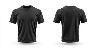Unleash your creativity and design remarkable visuals with this versatile blank black tshirt mockup template, which includes detailed front and back views for effortless customization options photo