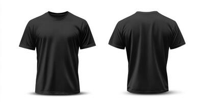 Highquality mockup of a blank black tshirt showcasing both front and back. Ideal for design presentations, apparel branding, and promotional materials photo