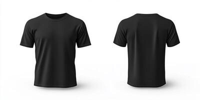 This is a versatile mockup template that showcases a blank black tshirt from both the front and back angles. It is perfect for printing your own unique designs or branding ideas effectively photo