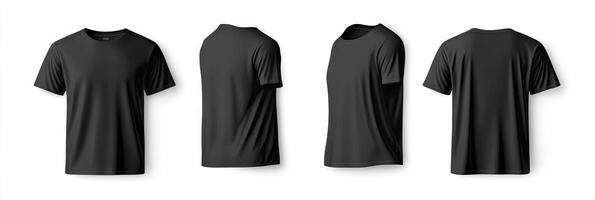 This is a highquality mockup of a blank black tshirt, showcasing intricate details on both the front and back. It is perfect for design presentations and can be very useful for various design ideas photo