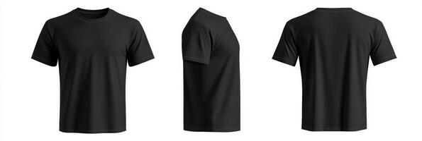 This is a highquality mockup of a blank black tshirt that effectively showcases both front and back views, making it ideal for showcasing your designs, branding, and printing options photo