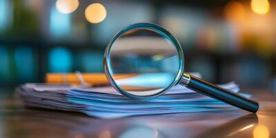 This closeup image displaying important documents meticulously arranged under glass highlights the critical need for thorough examination and meticulous analysis in both research and intensive study photo
