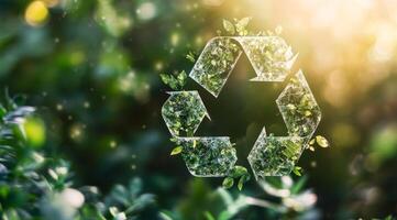 Visual representation of the circular economy concept, highlighting the reuse and recycling of renewable resources for a sustainable environment photo