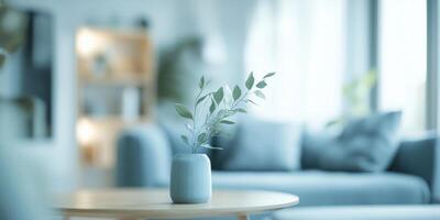 Scandinavianinspired interior design exudes serenity with soft colors and minimalism, enhanced by lush greenery, creating a calming atmosphere that promotes relaxation and tranquility photo