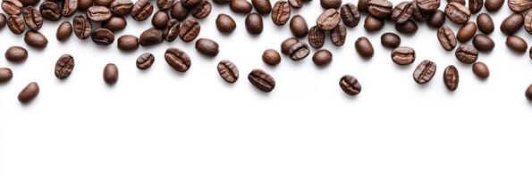 This is a stunning arrangement of fresh coffee beans carefully placed around a clear copy space, making it an ideal choice for coffeerelated brands, promotions, and effective advertising campaigns photo