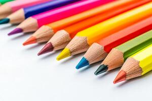 A colorful array of beautifully sharpened colored pencils is poised and ready for your creative expression photo