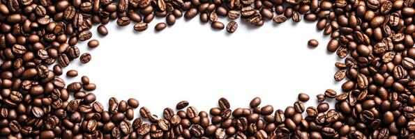 This captivating image features a beautifully arranged collection of coffee beans around an empty center, perfect for adding your personalized text or branding for coffee products or services photo
