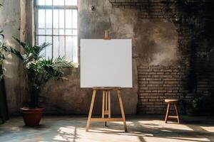 The spacious loft has large windows for natural light, pristine white walls, and a blank canvas, making it ideal for design presentations and artistic endeavors, inspiring creativity photo