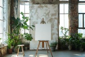 This spacious loft features large windows for natural light and pristine white walls, creating a perfect blank canvas for unique designs and artistic creationsan inspiring workspace photo
