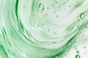 This closeup shows a vibrant green serum with bubbles and a smooth texture, perfect for skincare. It highlights the importance of quality ingredients for radiant skin and a healthy complexion photo