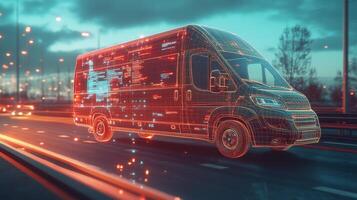 Discover the transformative impact of selfdriving vans, which are controlled through GPS tracking operated by a convenient smartphone app, on the landscape of urban package delivery and logistics photo