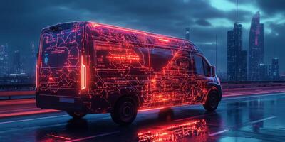 Discover the innovative selfdriving delivery vans for efficient urban package transport. Track them with a smartphone app, enhancing logistics and boosting operational efficiency photo