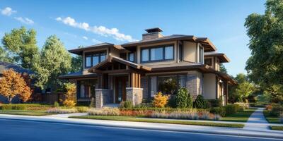 This stunning singlefamily home showcases beautiful modern architecture that is perfect for comfortable family living, situated in a thriving suburban community that offers numerous amenities photo
