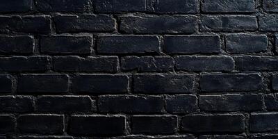 This is a closeup view depicting a highly textured black brick wall, which showcases a minimalistic monochrome pattern characterized by rich dark tones and a sense of visual repetition throughout photo
