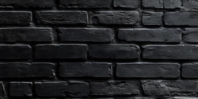 This image features a closeup of a striking black brick wall, highlighting its textured surface and sleek monochrome look, perfect for various creative design and architecture projects photo