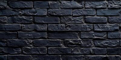 A detailed closeup image of a richly textured black brick wall, showcasing the intriguing abstract patterns and deep darkness, all presented in a striking minimalist style that captivates the eye photo