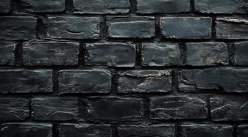 This image showcases a striking closeup view of a black brick wall that features an intriguing abstract pattern, highlighting the unique texture and emphasizing a sense of monochrome simplicity photo