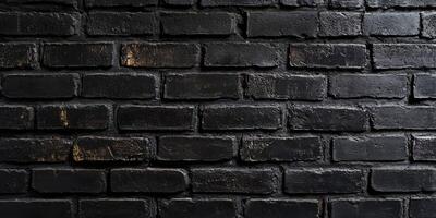 This image features a closeup view of a textured black brick wall, which beautifully showcases a striking monochrome pattern characterized by a clean and minimalist aesthetic that captivates the eye photo