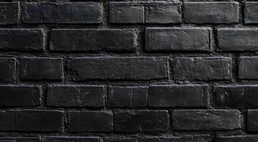 A closeup of a textured black brick wall highlights a minimalistic design with repetition and abstract patterns, suitable for various backgrounds and diverse design styles in multiple applications photo