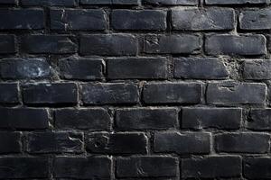This closeup view of a black brick wall provides insight into a minimalistic yet richly textured pattern, emphasizing the abstract beauty that construction materials can offer in an artistic way photo