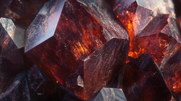 Close-up of a vibrant almandine garnet showcasing natural brilliance. photo