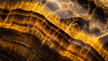 Polished tiger's eye close-up with golden brown swirling layers photo