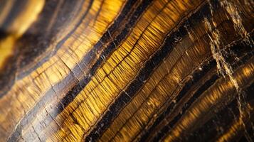 Polished tiger's eye close-up with golden brown swirling layers photo