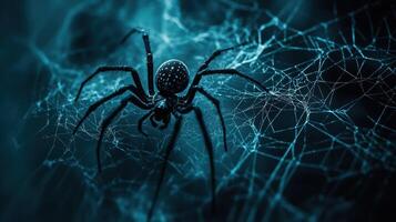 Mysterious spider weaving a web, creating a sinister scene photo
