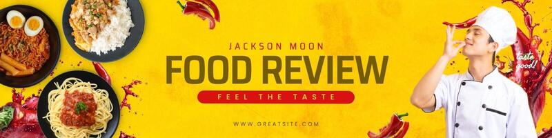 Yellow Minimalist Food Review Linkedin Banner template