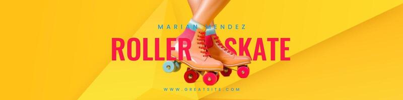 Yellow Minimalist Roller Skate Linkedin Banner template
